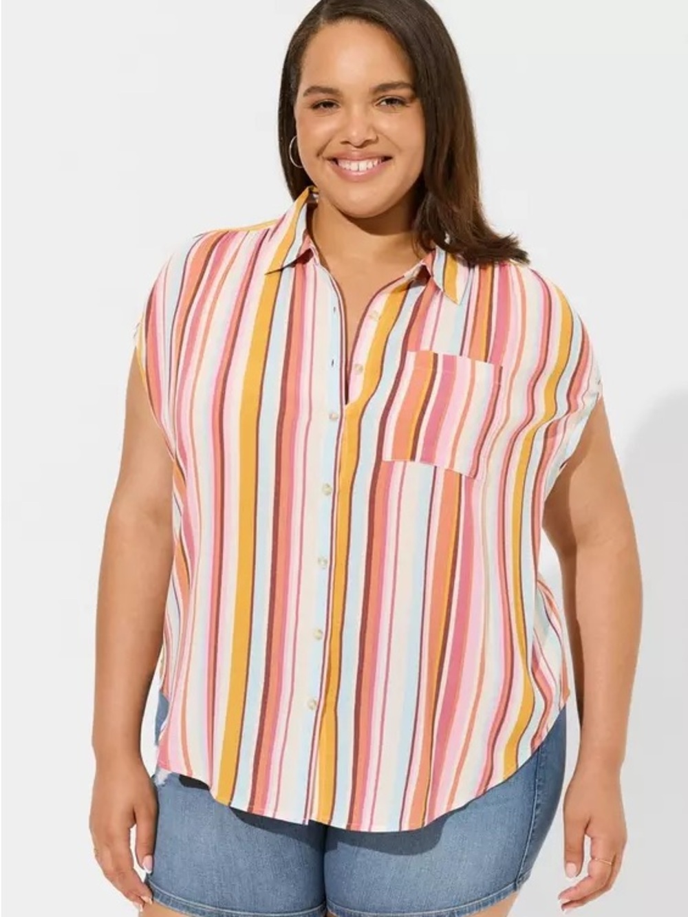 Torrid Crinkle Gauze Dolman Shirt - Dolce Stripe